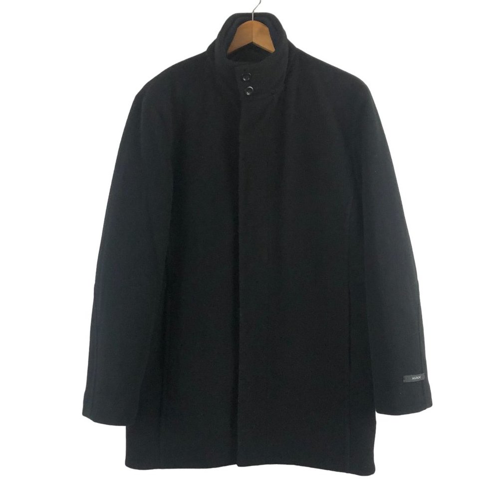 Alfani Men's Size Small Black Wool Cashmere Overcoat Full Zip Stand Collar
